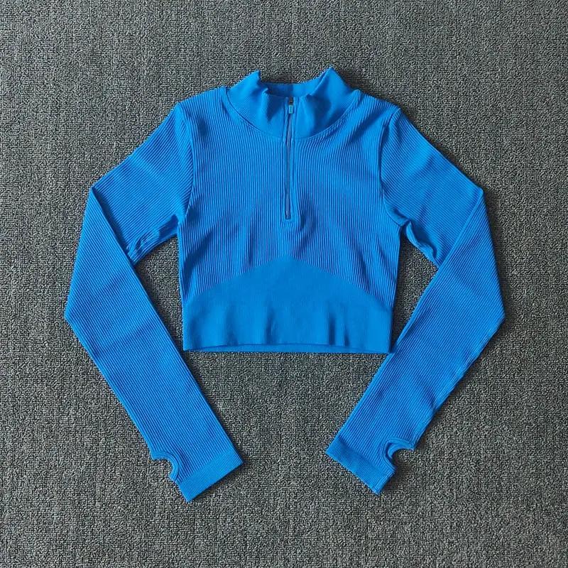 Women Long Sleeve Sports Shirt Jacket Zip Fitness Shirt Yoga Gym Top Activewear Running Workout Clothes Sports Wear by Vimost Shop