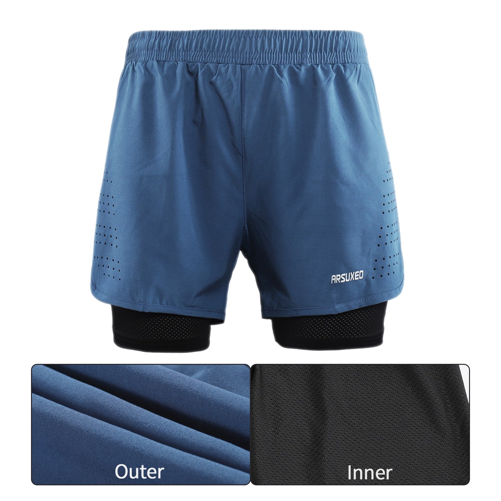 Men Running Shorts Outdoor Sports Training Exercise Jogging Gym Fitness 2 in 1 Shorts with Longer Liner Quick dry-3