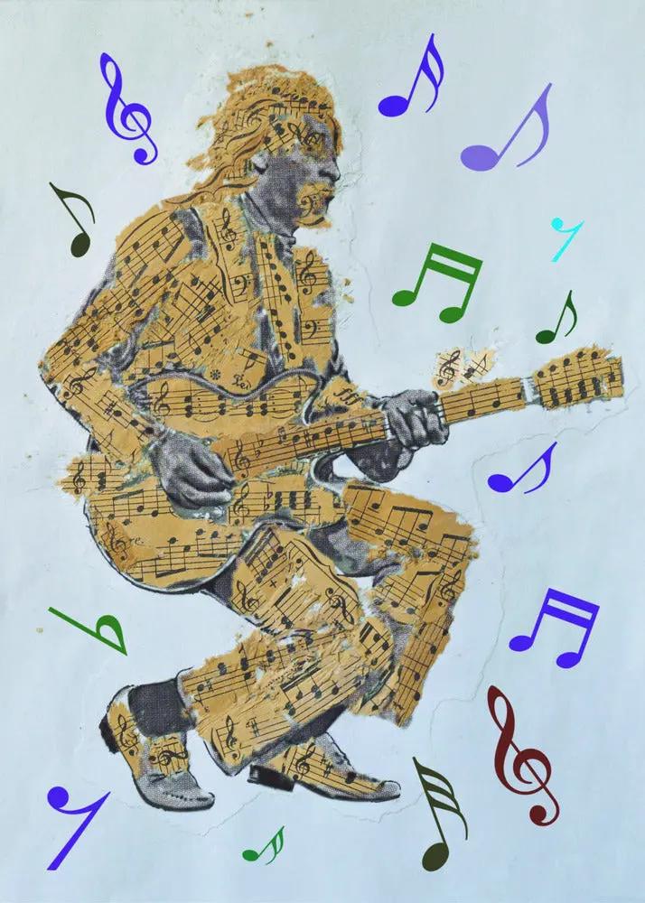 Guitarist Music Notes--Music Poster Canvas Print by Carlo Kaminski