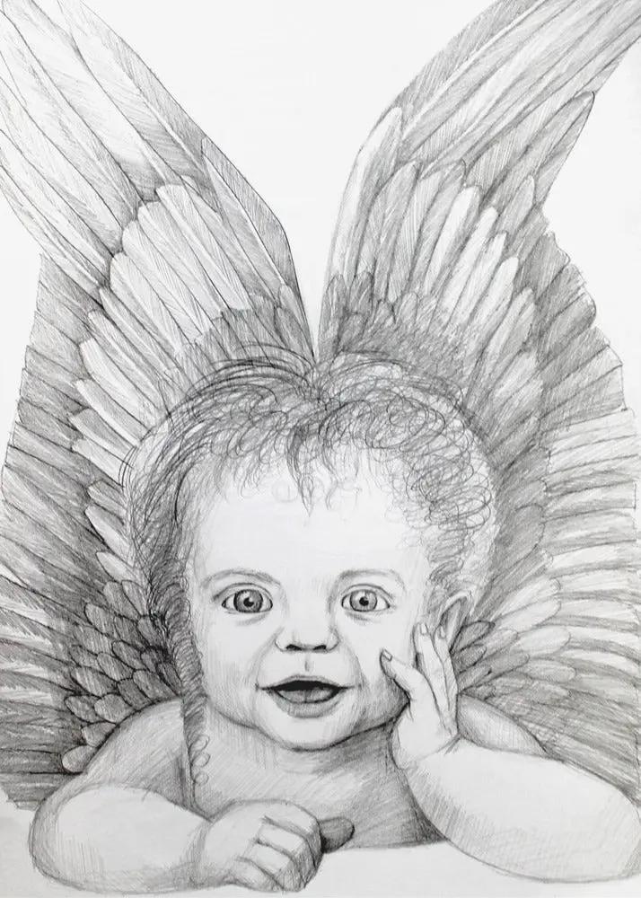 Wall art Cherubic Baby Angel by Violeta Vollmer