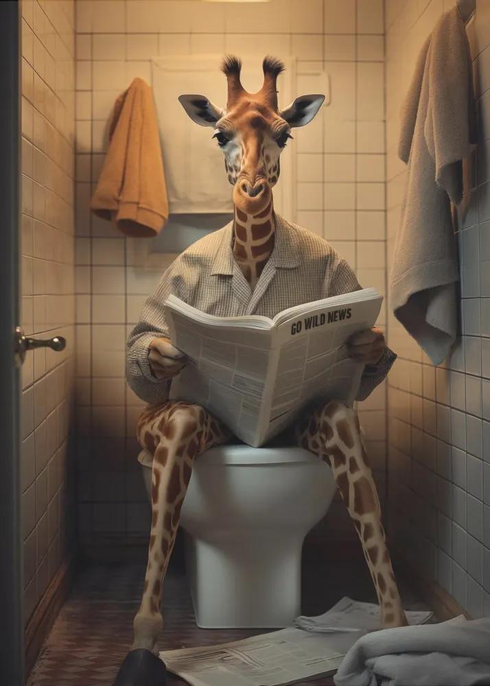 Wall art Giraffe In the Toilet by Andreas Magnusson