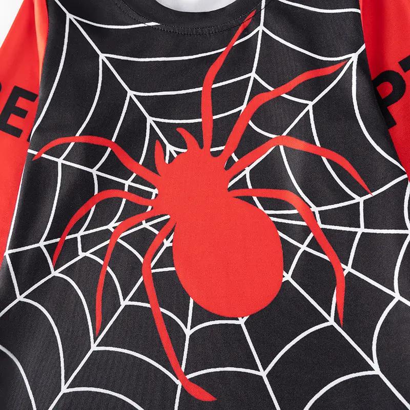 Spider & Web Kids Pajama Set – Long Sleeve Shirt and Pants, Fun Cartoon Design by Tux-USA