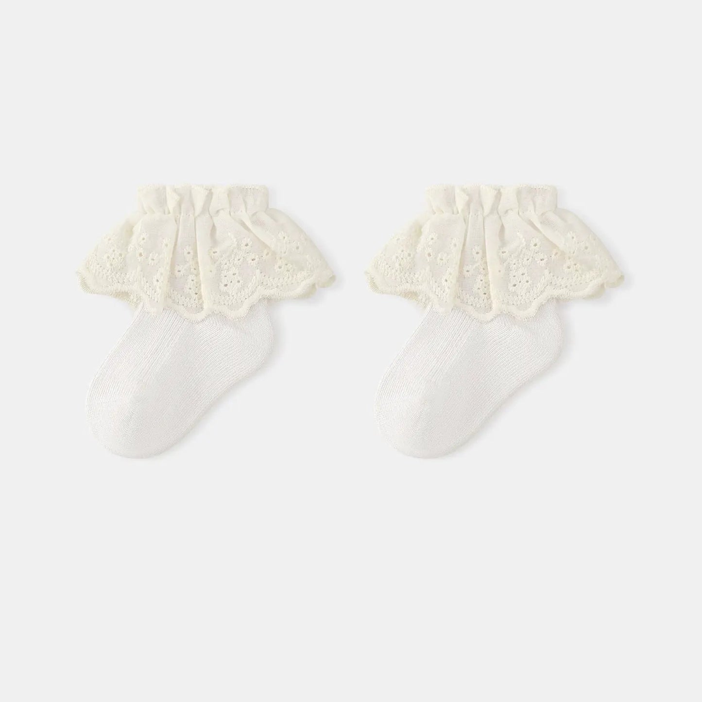 Autumn and Spring Baby Kids Girls Breathable Lace Trim Vintage Socks by Tux-USA