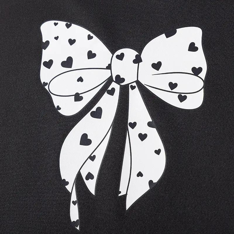 Spring and Autumn Girls Butterfly-bows Pattern Long Sleeves Top and Hearts Pattern Pants Clothing Set by Tux-USA
