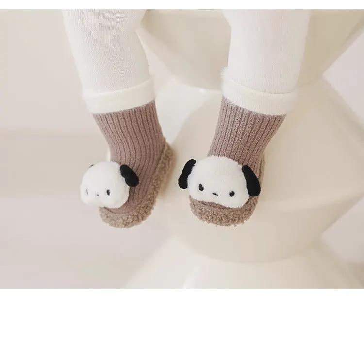 Thickened Winter Toddler Walking Socks – Mid-Calf Anti-Slip Cartoon Baby Floor Shoe Socks by Tux-USA