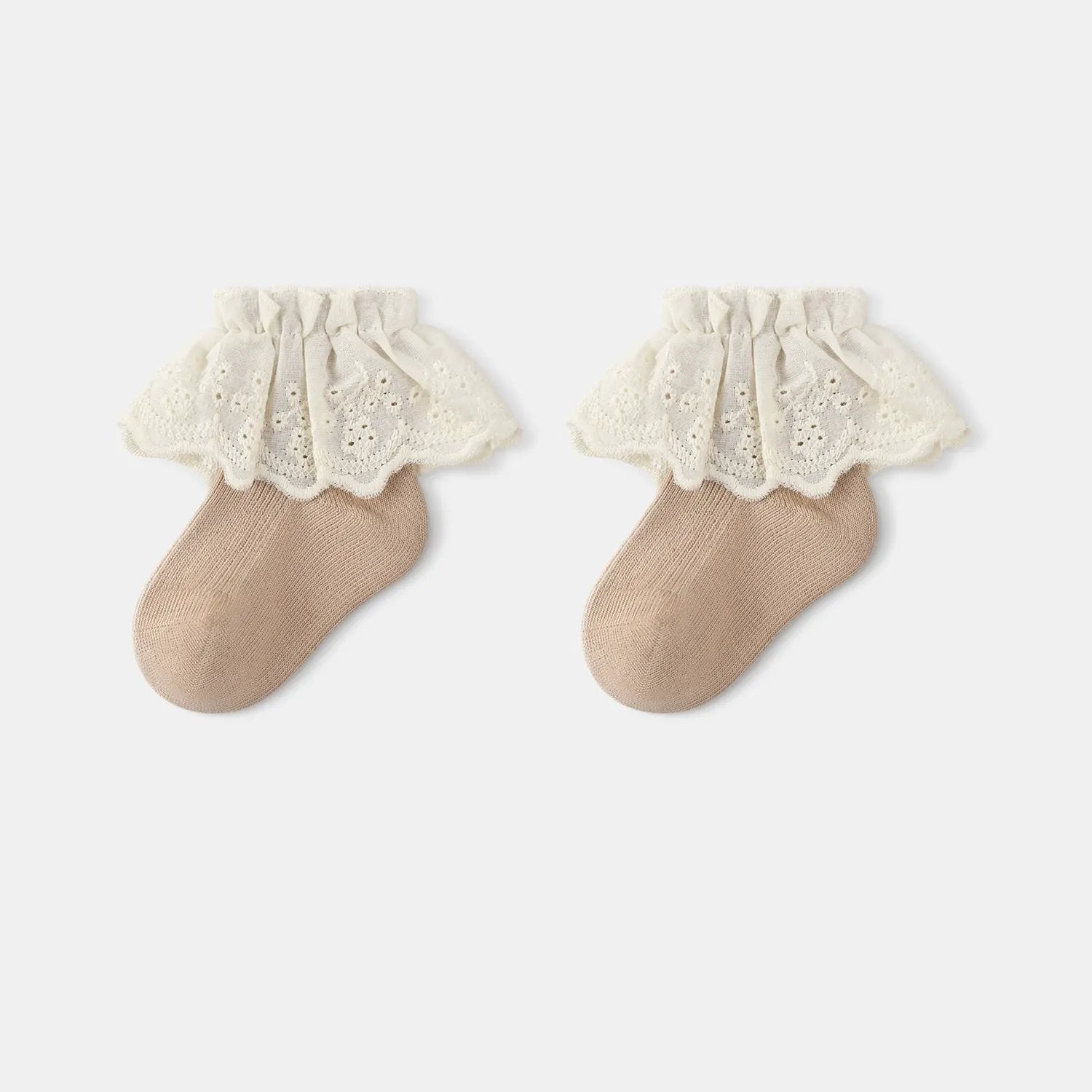 Autumn and Spring Baby Kids Girls Breathable Lace Trim Vintage Socks by Tux-USA