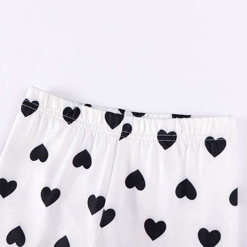 Spring and Autumn Girls Butterfly-bows Pattern Long Sleeves Top and Hearts Pattern Pants Clothing Set by Tux-USA