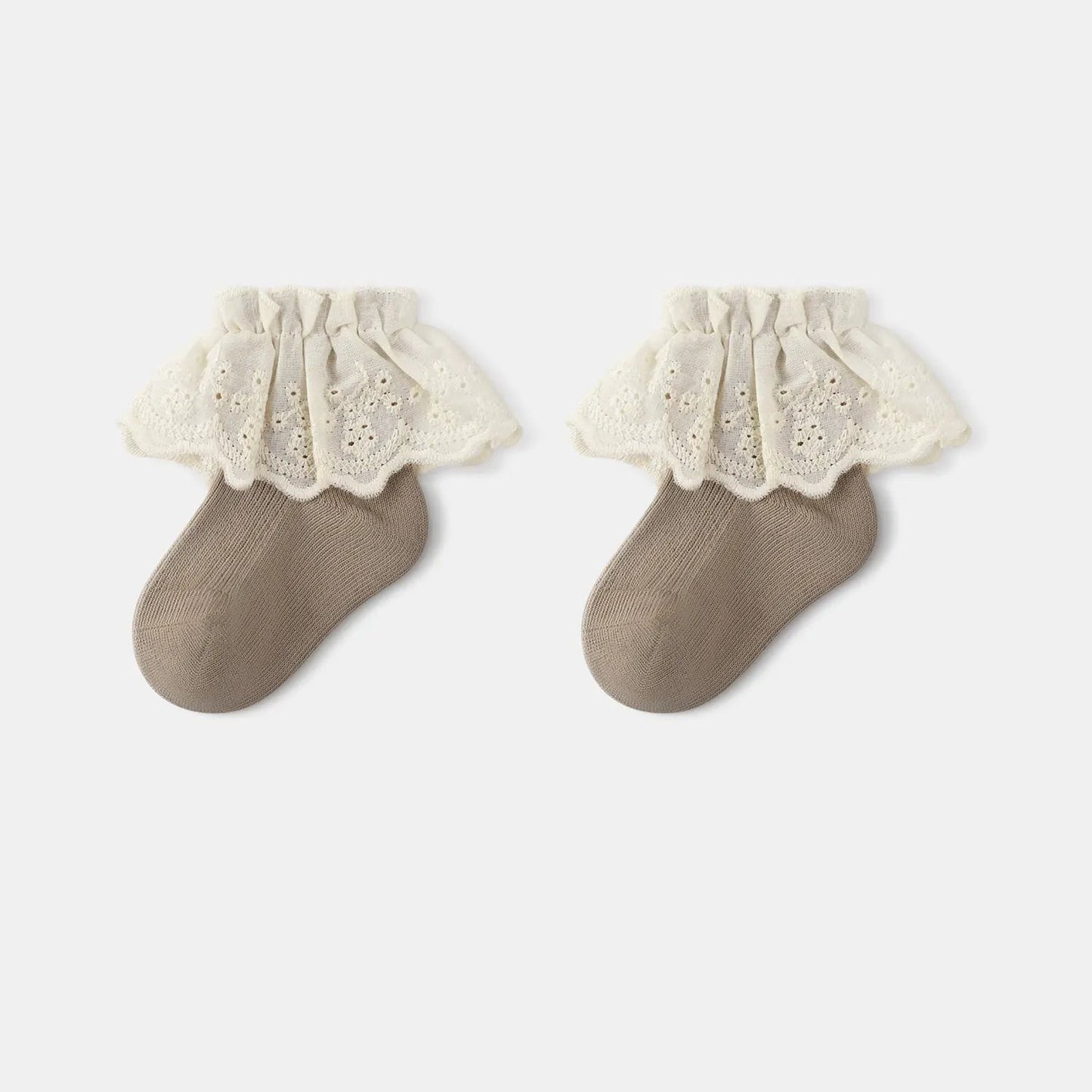 Autumn and Spring Baby Kids Girls Breathable Lace Trim Vintage Socks by Tux-USA