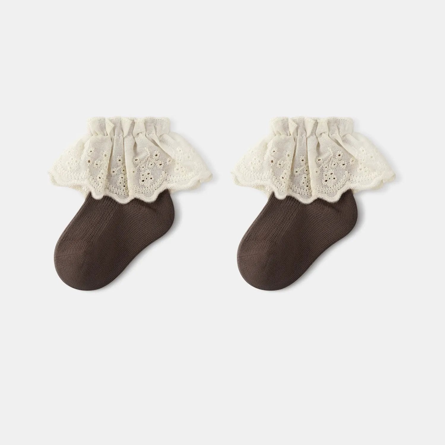 Autumn and Spring Baby Kids Girls Breathable Lace Trim Vintage Socks by Tux-USA