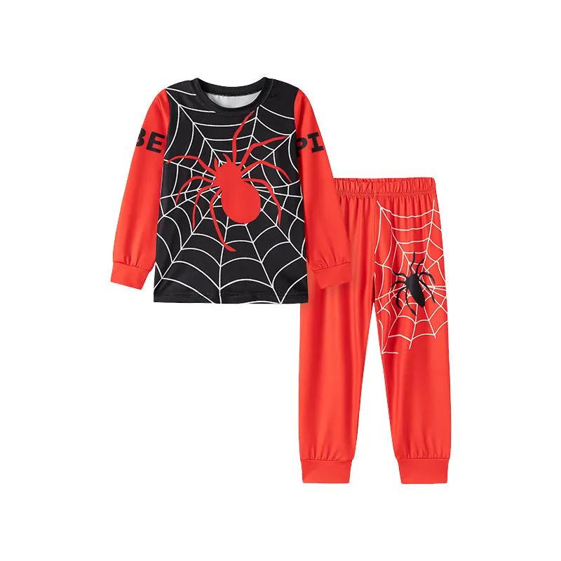 Spider & Web Kids Pajama Set – Long Sleeve Shirt and Pants, Fun Cartoon Design by Tux-USA
