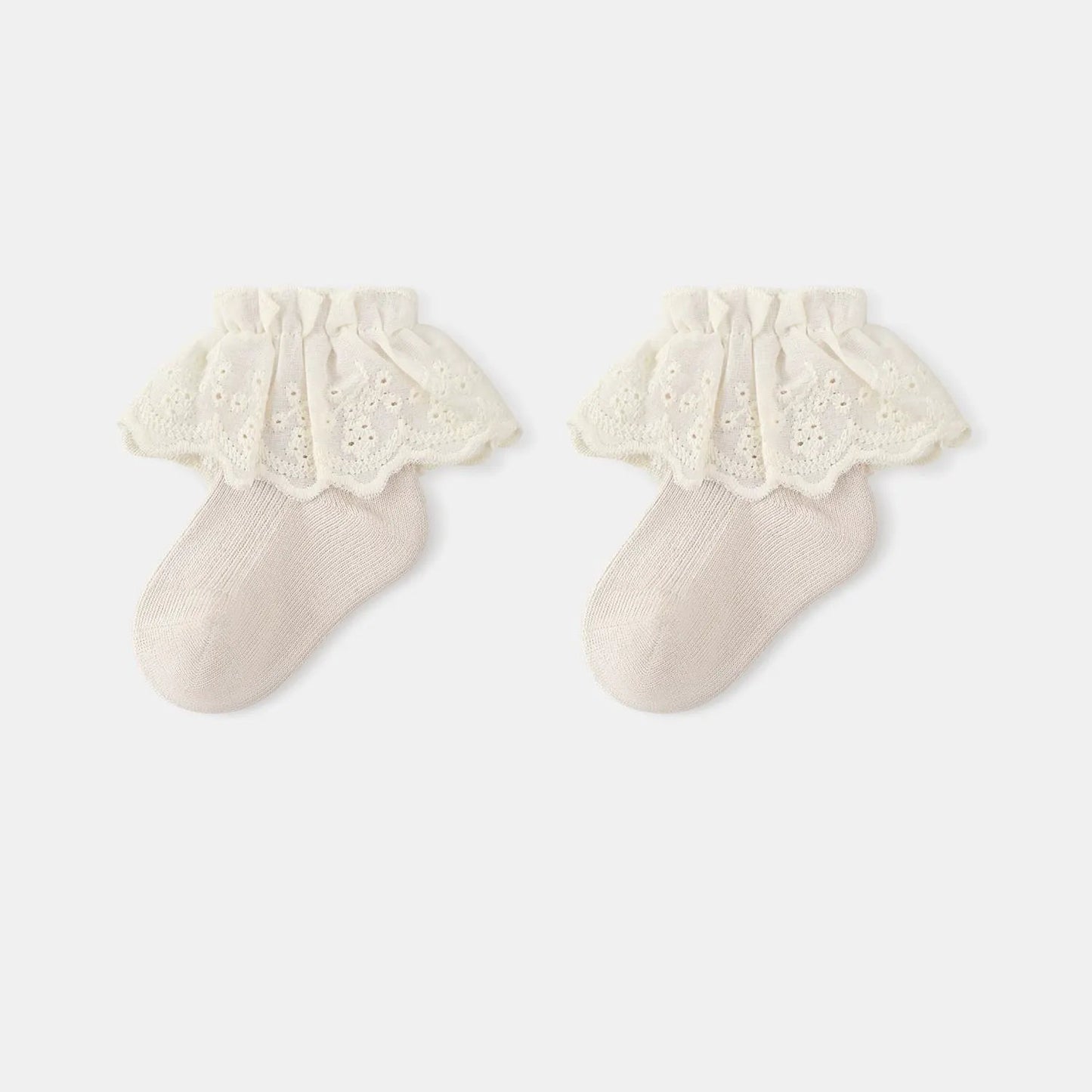 Autumn and Spring Baby Kids Girls Breathable Lace Trim Vintage Socks by Tux-USA