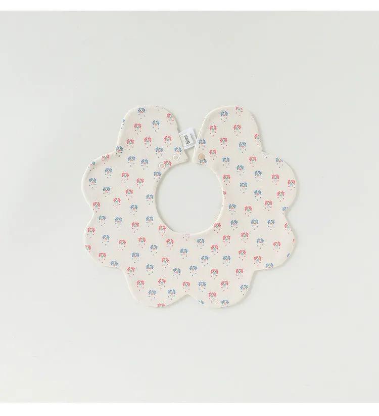 Adorable Simple Pattern Cotton Snap-on Flowers Shaped Bib by Tux-USA