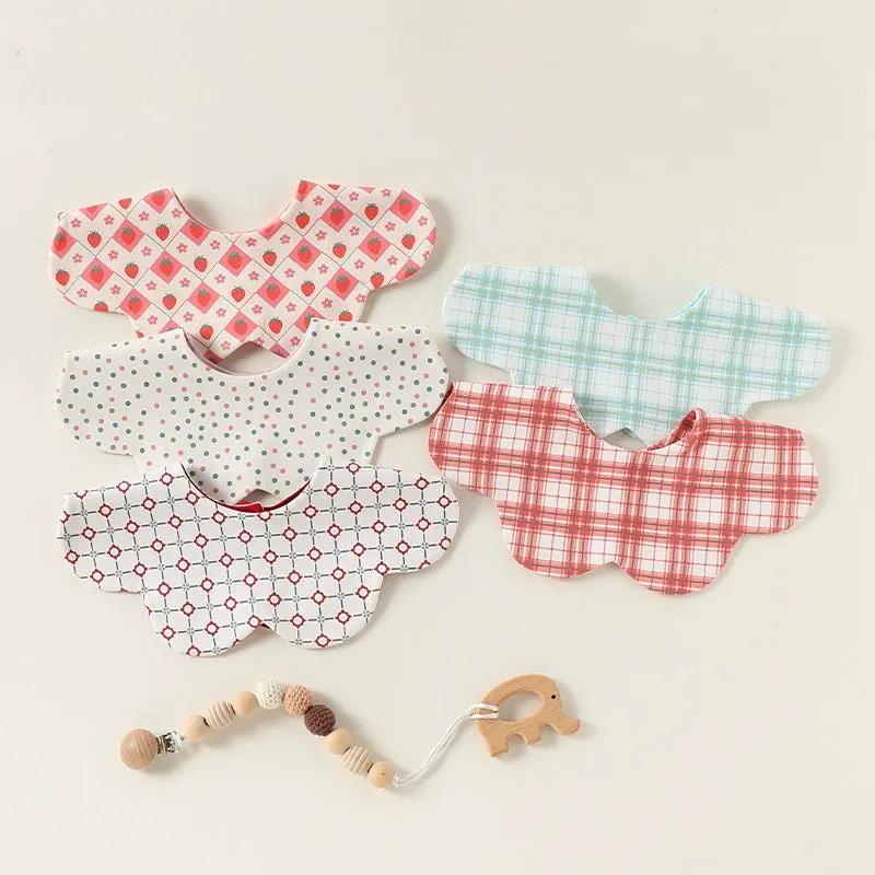 Adorable Simple Pattern Cotton Snap-on Flowers Shaped Bib by Tux-USA