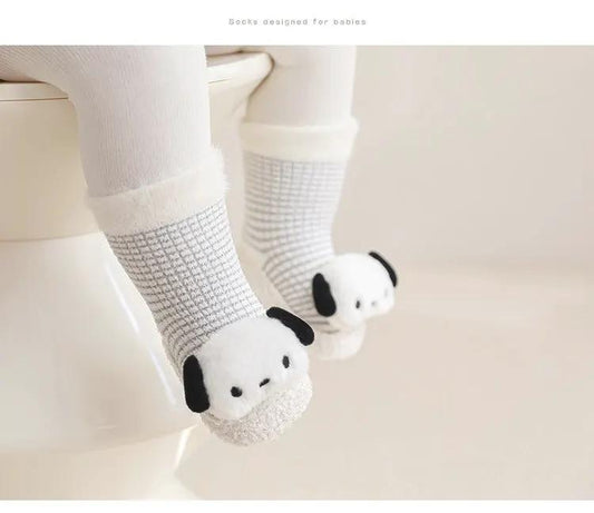 Thickened Winter Toddler Walking Socks – Mid-Calf Anti-Slip Cartoon Baby Floor Shoe Socks by Tux-USA
