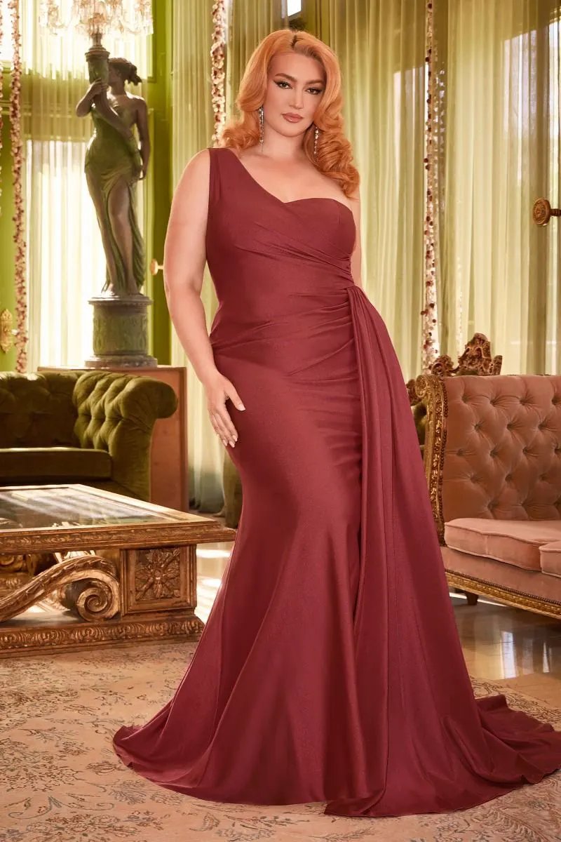Fitted Stretch Satin One Shoulder Dress by Tux-USA