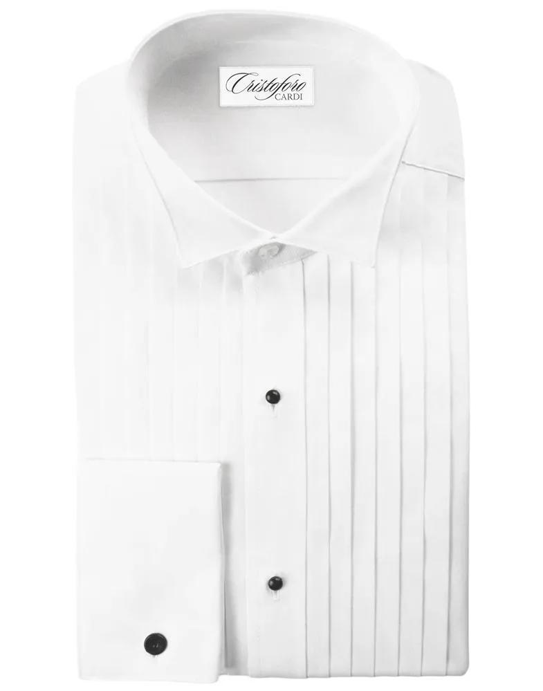 "Roma" White Pleated Wingtip Tuxedo Shirt by Tux-USA