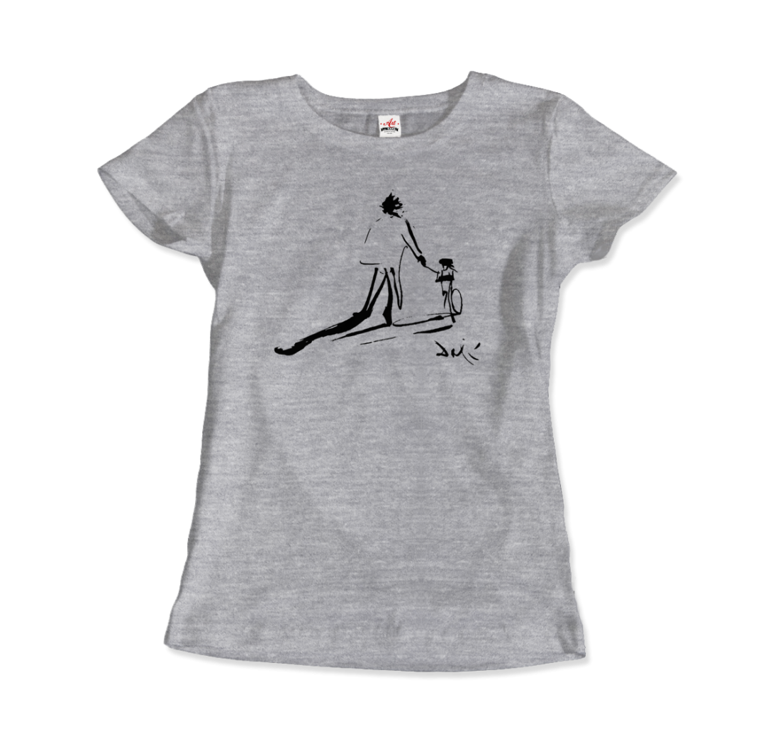 Salvador Dali Sketch, Childhood with Father Riding a Bike 1971 t-shirt by Art-O-Rama Shop