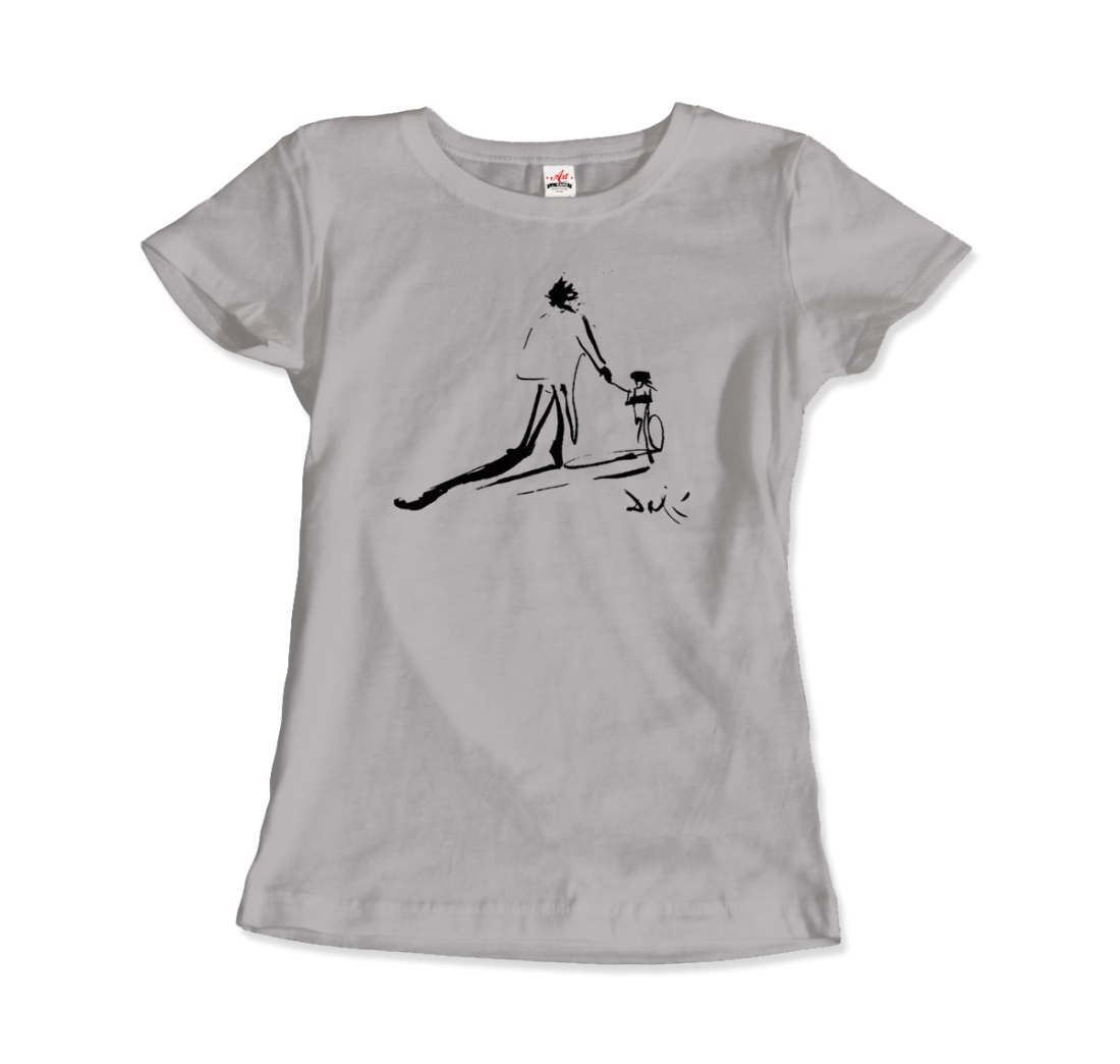 Salvador Dali Sketch, Childhood with Father Riding a Bike 1971 t-shirt by Art-O-Rama Shop