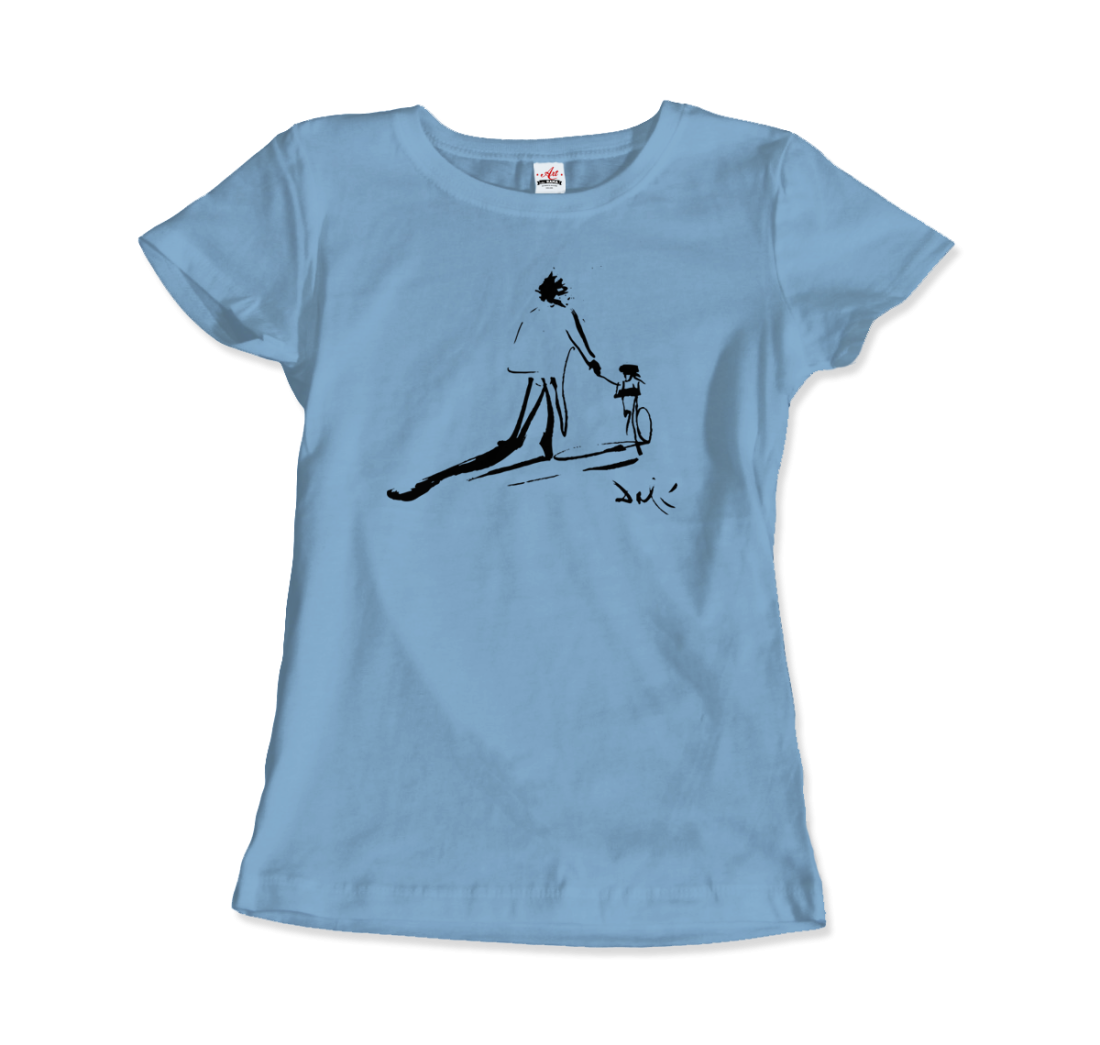 Salvador Dali Sketch, Childhood with Father Riding a Bike 1971 t-shirt by Art-O-Rama Shop