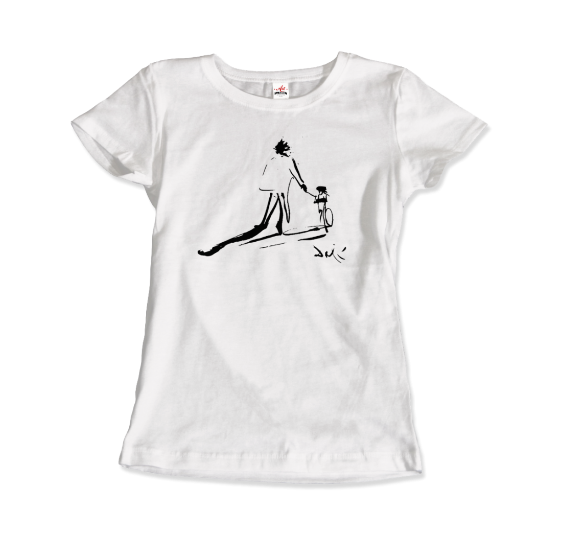 Salvador Dali Sketch, Childhood with Father Riding a Bike 1971 t-shirt by Art-O-Rama Shop