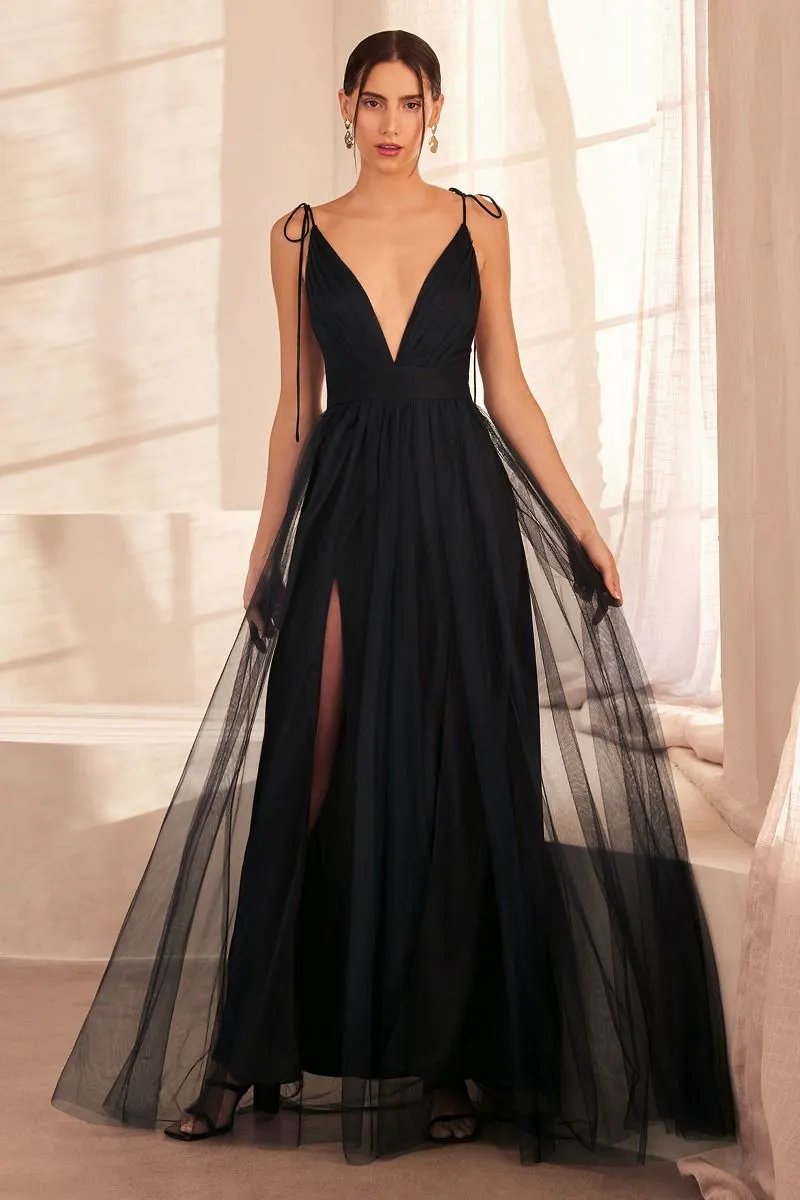 Empire Cut Dress With Deep V Neckline by Tux-USA
