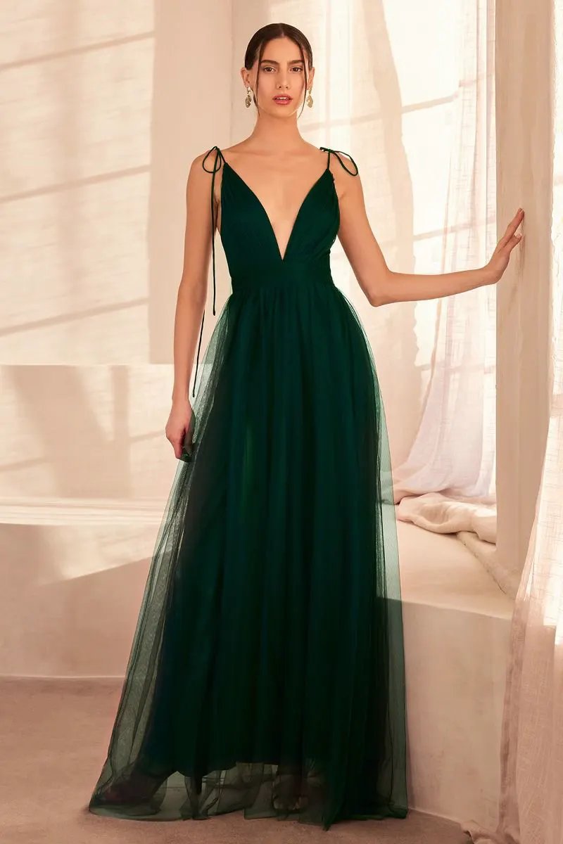 Empire Cut Dress With Deep V Neckline by Tux-USA