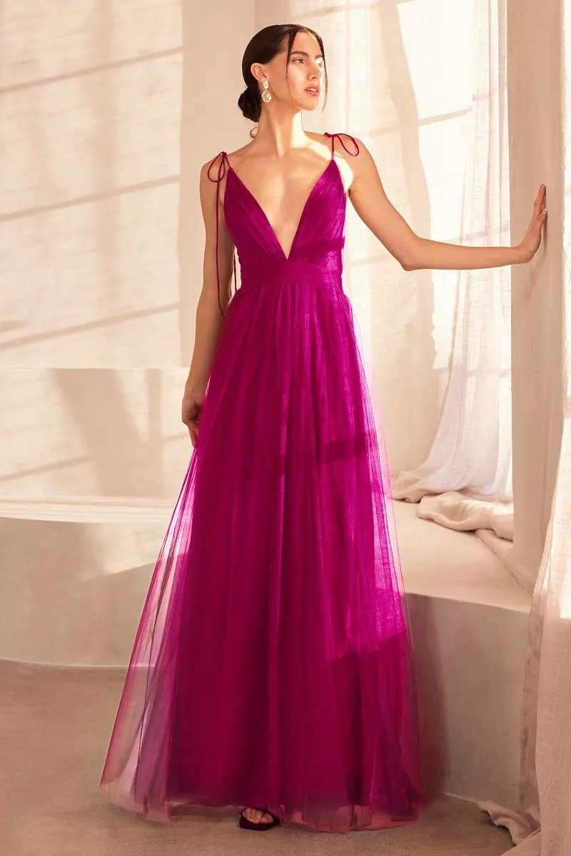 Empire Cut Dress With Deep V Neckline by Tux-USA