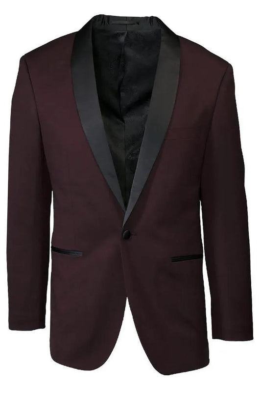 "Sebastian" Burgundy Pindot Tuxedo Jacket Shawl (Separates) by Tux-USA