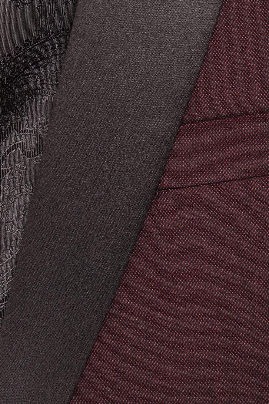 "Sebastian" Burgundy Pindot Tuxedo Jacket Shawl (Separates) by Tux-USA
