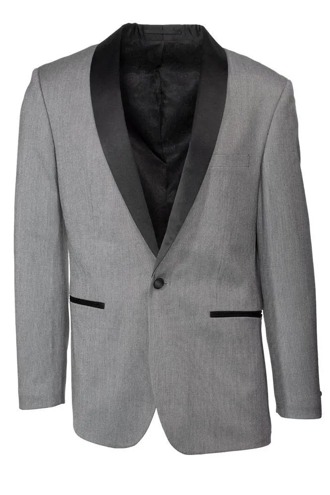 "Sebastian" Grey Pindot Tuxedo Jacket Shawl (Separates) by Tux-USA