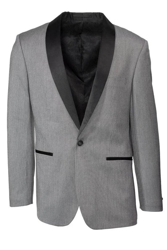 "Sebastian" Grey Pindot Tuxedo Jacket Shawl (Separates) by Tux-USA