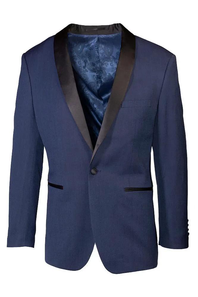 "Sebastian" Indigo Pindot Tuxedo Jacket Shawl (Separates) by Tux-USA
