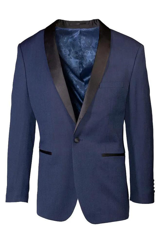 "Sebastian" Indigo Pindot Tuxedo Jacket Shawl (Separates) by Tux-USA