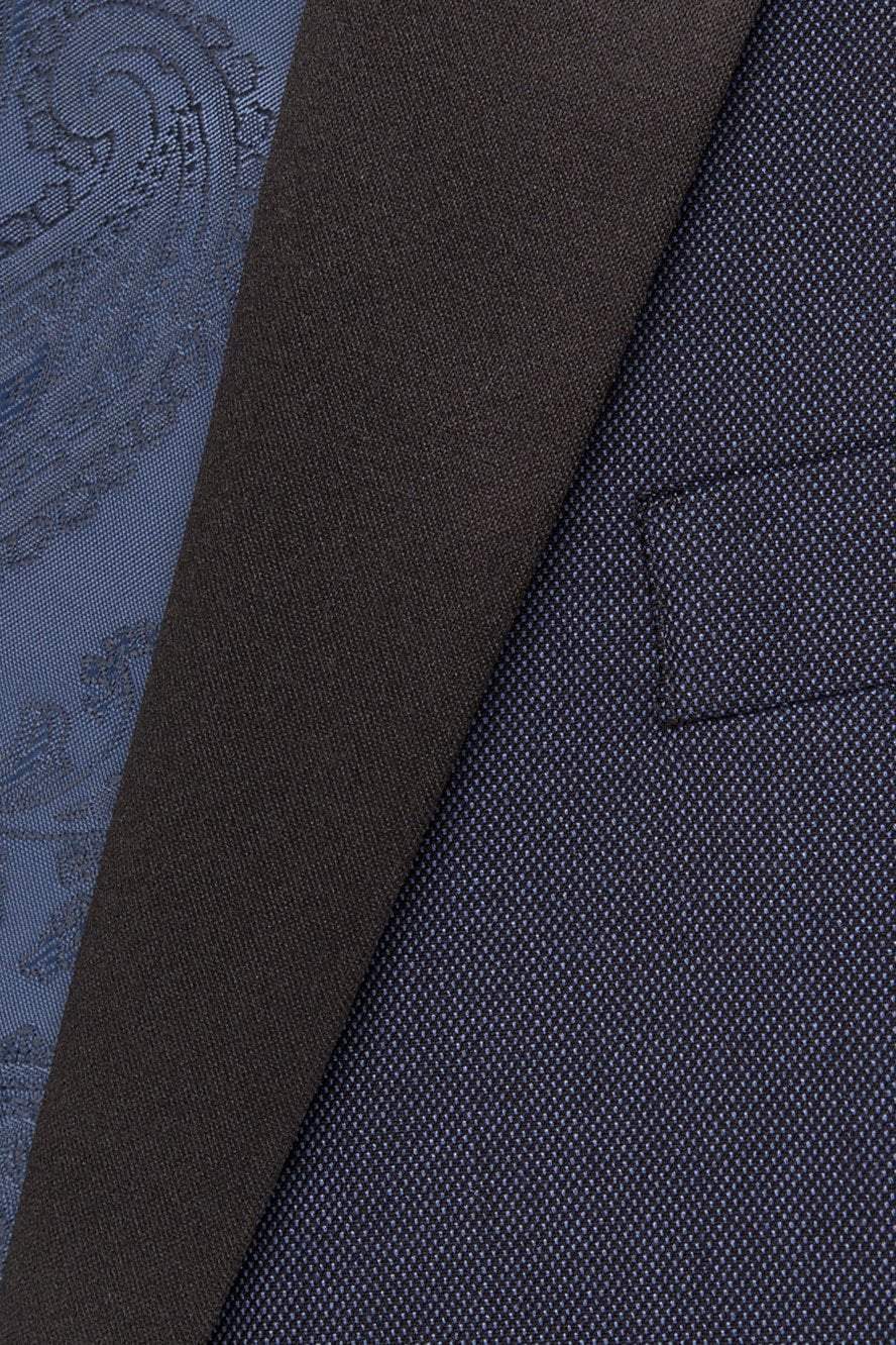 "Sebastian" Indigo Pindot Tuxedo Jacket Shawl (Separates) by Tux-USA