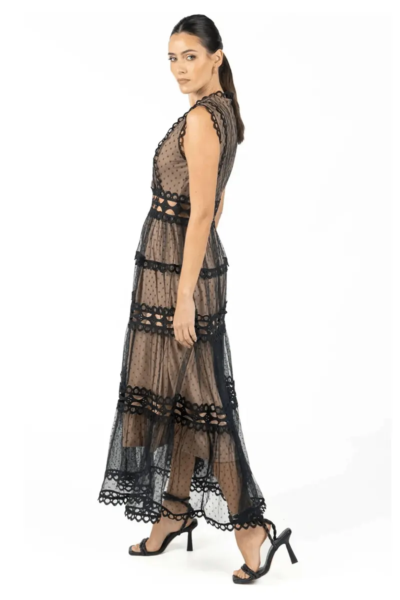 Serena Black Lace Maxi Dress by Akalia