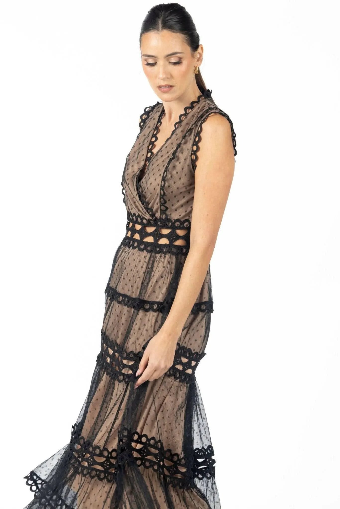 Serena Black Lace Maxi Dress by Akalia