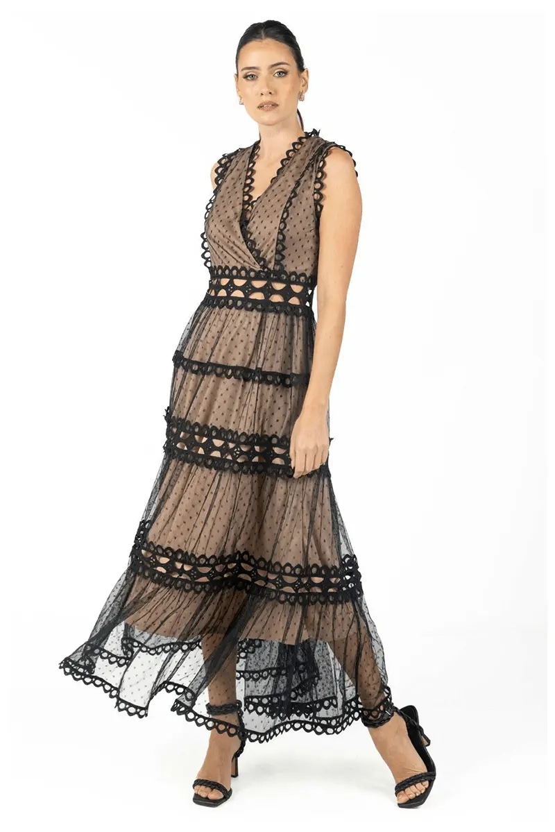 Serena Black Lace Maxi Dress by Akalia