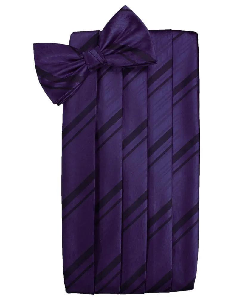 Set Striped Satin Cummerbund & Bow Tie by Tux-USA