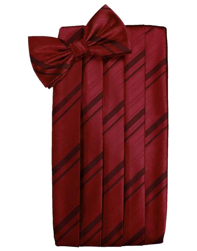 Set Striped Satin Cummerbund & Bow Tie by Tux-USA