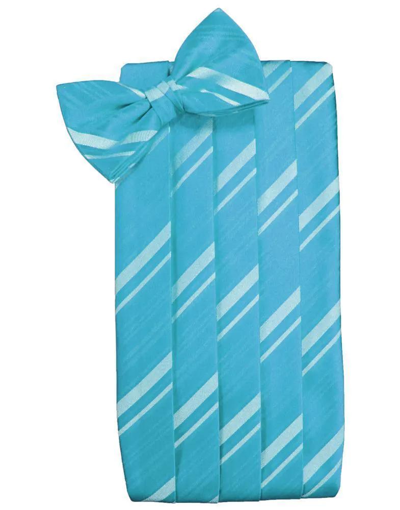 Set Striped Satin Cummerbund & Bow Tie by Tux-USA