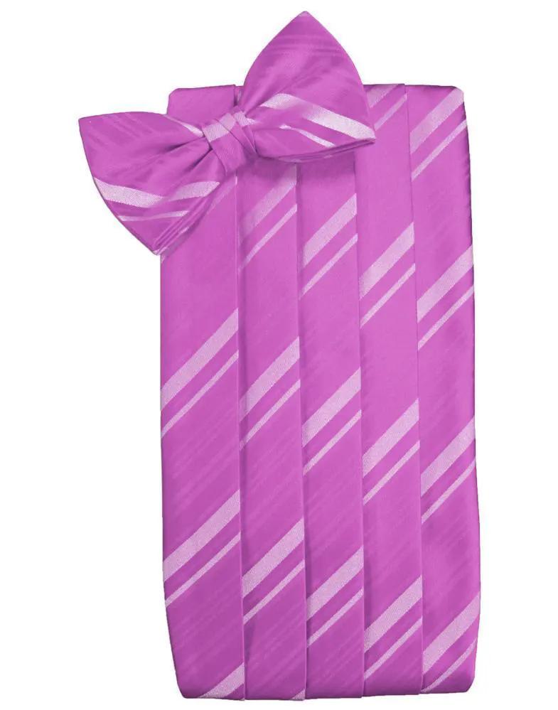 Set Striped Satin Cummerbund & Bow Tie by Tux-USA