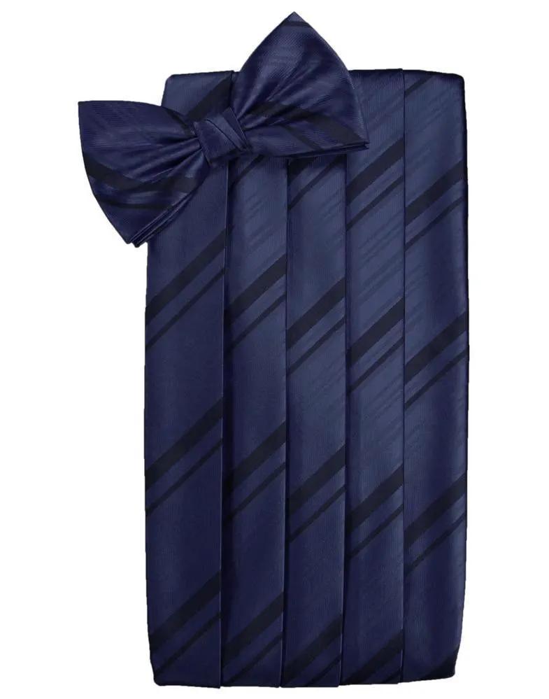 Set Striped Satin Cummerbund & Bow Tie by Tux-USA