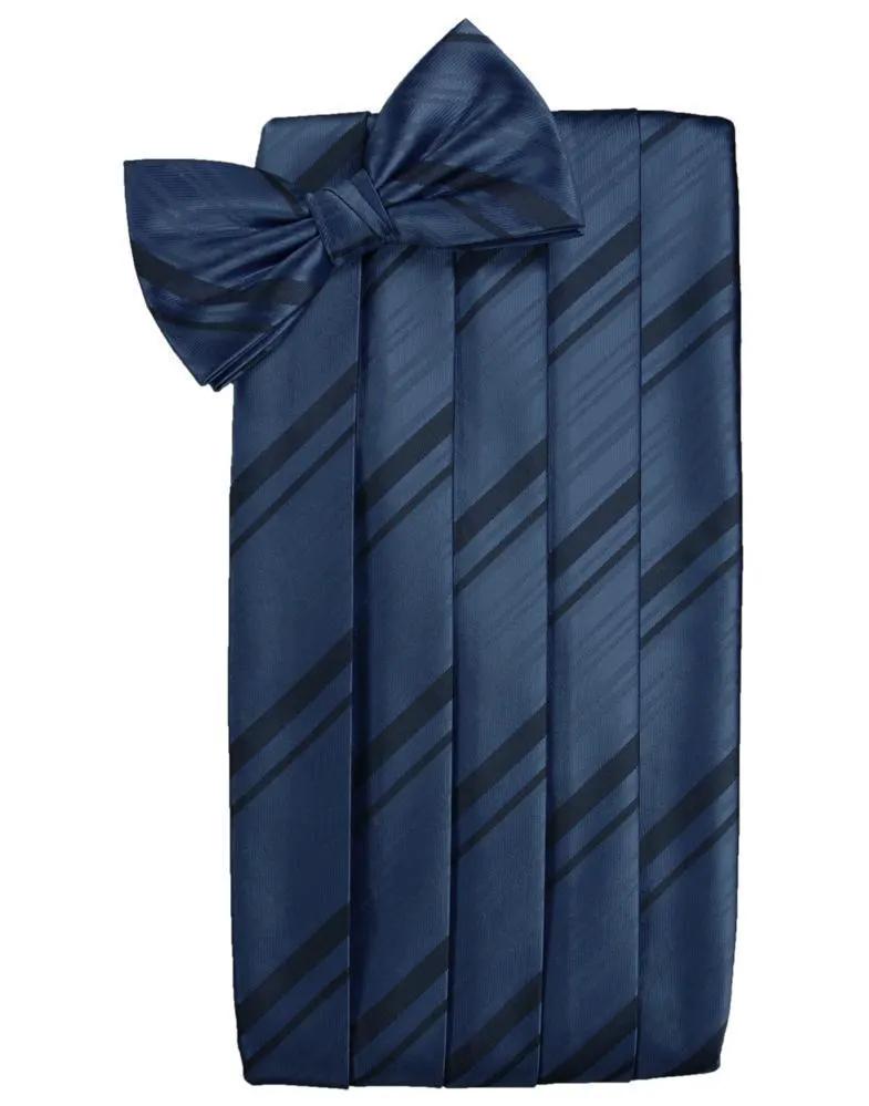 Set Striped Satin Cummerbund & Bow Tie by Tux-USA
