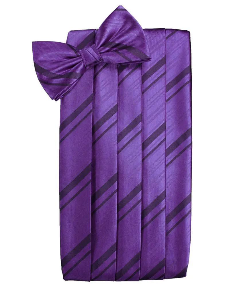Set Striped Satin Cummerbund & Bow Tie by Tux-USA