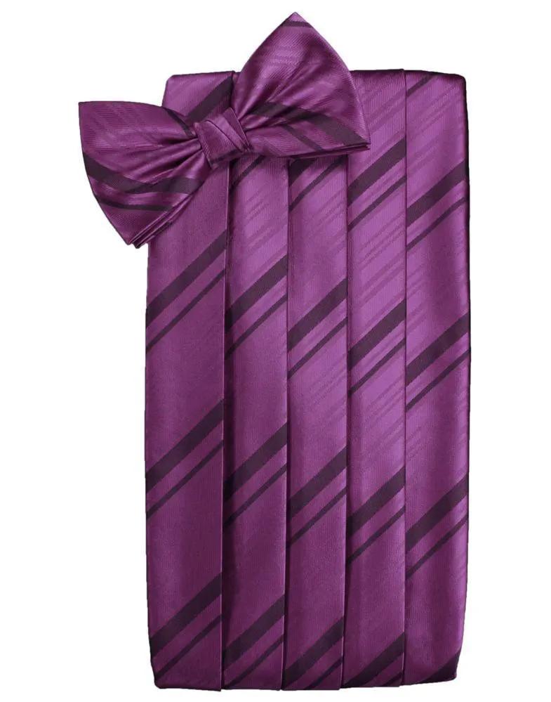 Set Striped Satin Cummerbund & Bow Tie by Tux-USA