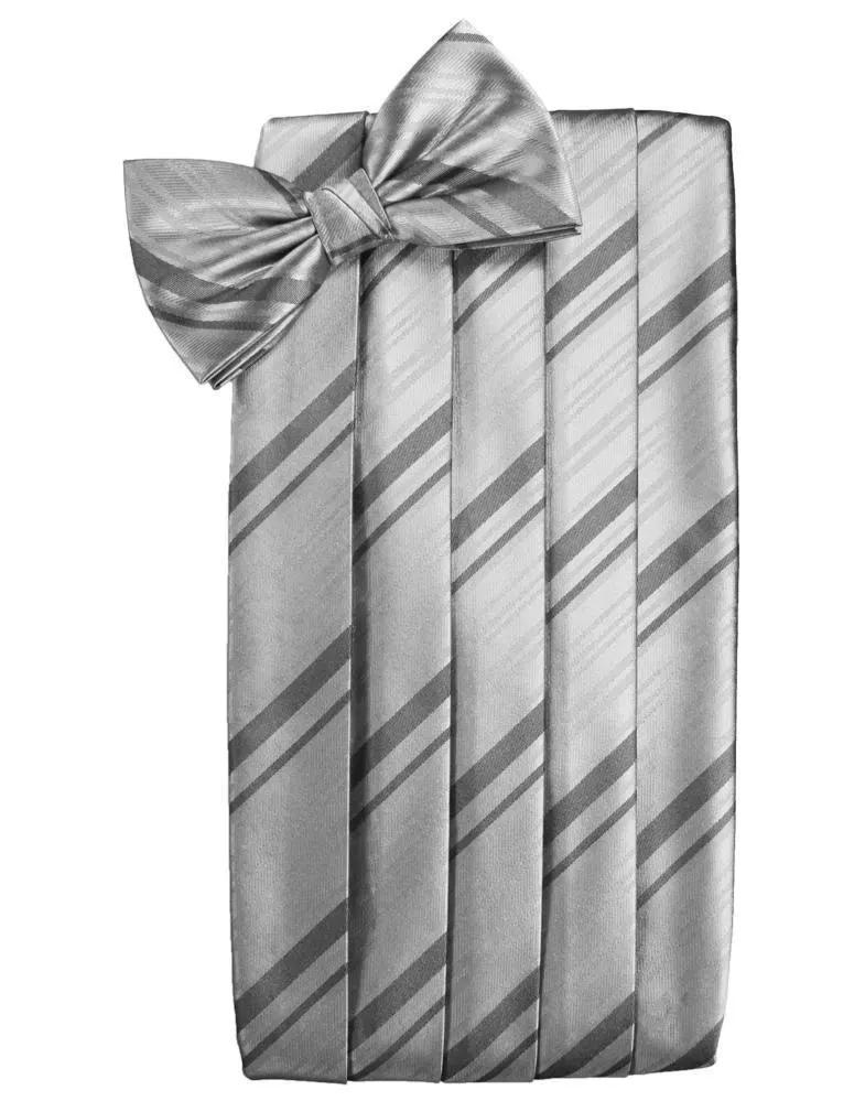 Set Striped Satin Cummerbund & Bow Tie by Tux-USA