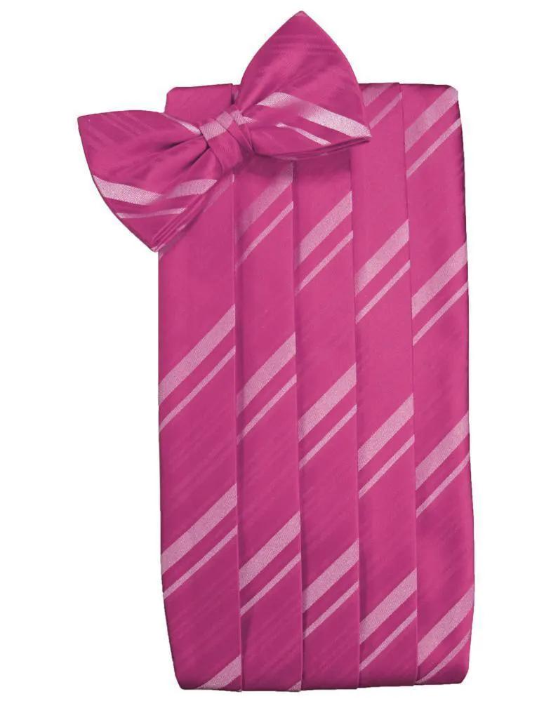 Set Striped Satin Cummerbund & Bow Tie by Tux-USA