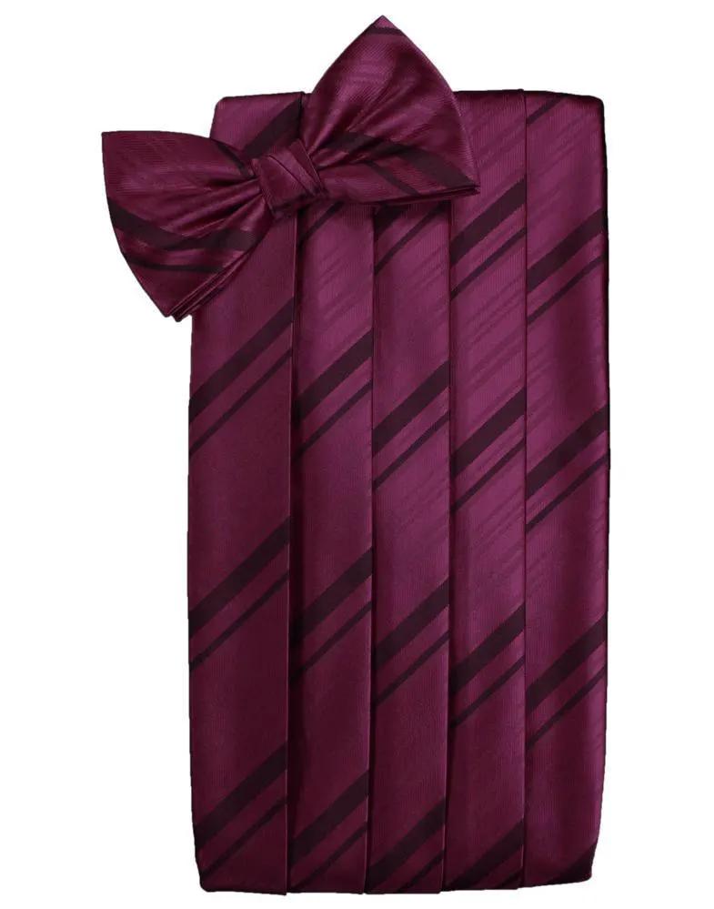 Set Striped Satin Cummerbund & Bow Tie by Tux-USA