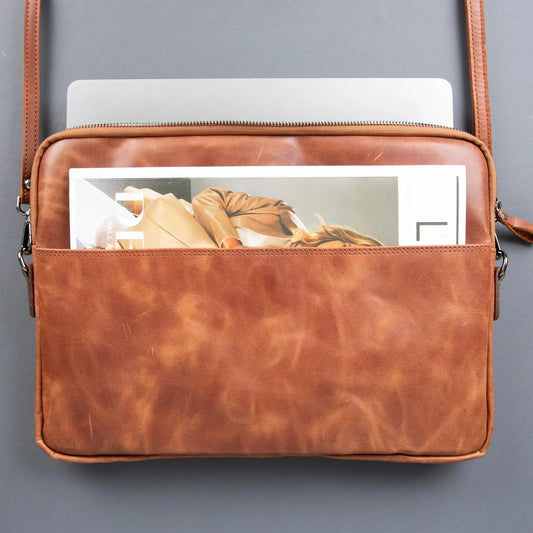 Seward Leather Laptop Bag with Shoulder Strap - MacBook Sleeve 14" & 16" by TORONATA