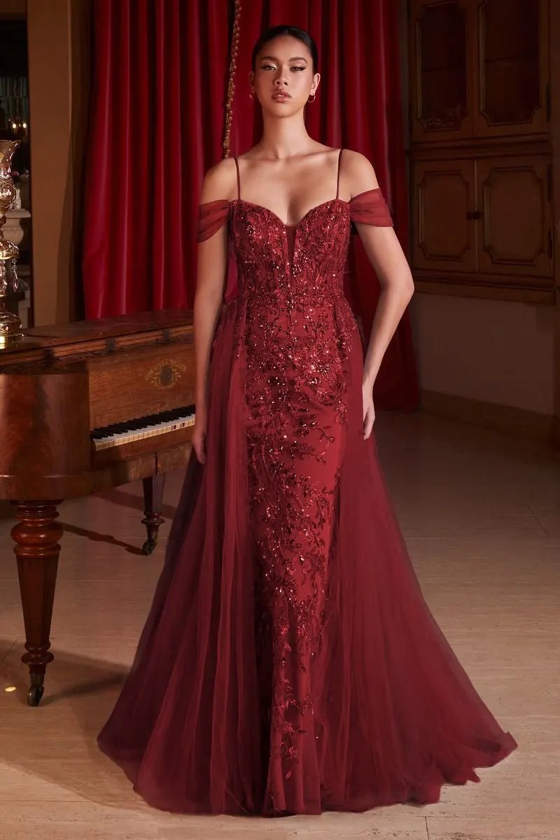 Embellished Off The Shoulder Fitted Gown by Tux-USA